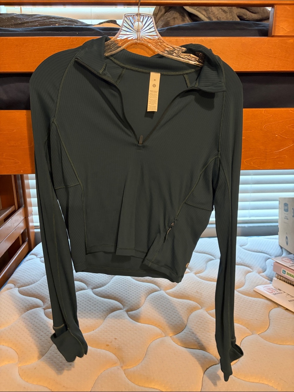 Lululemon Long-Sleeve Half-Zip Performance Top - navy/turquoise color